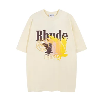 Футболка Rhude Оверсайз для мужчин и женщин 1: 1, высококачественная цифровая печать, весенне-летняя футболка RHUDE, топы, футболка
